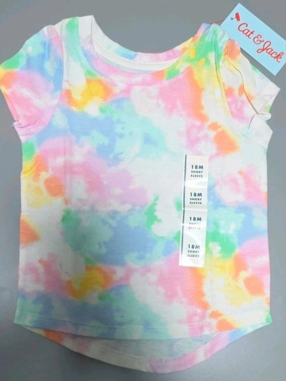 Cat & Jack Girls 18M Tie-Dye Short Sleeve Crew Neck Cotton T-Shirt, Multicolor